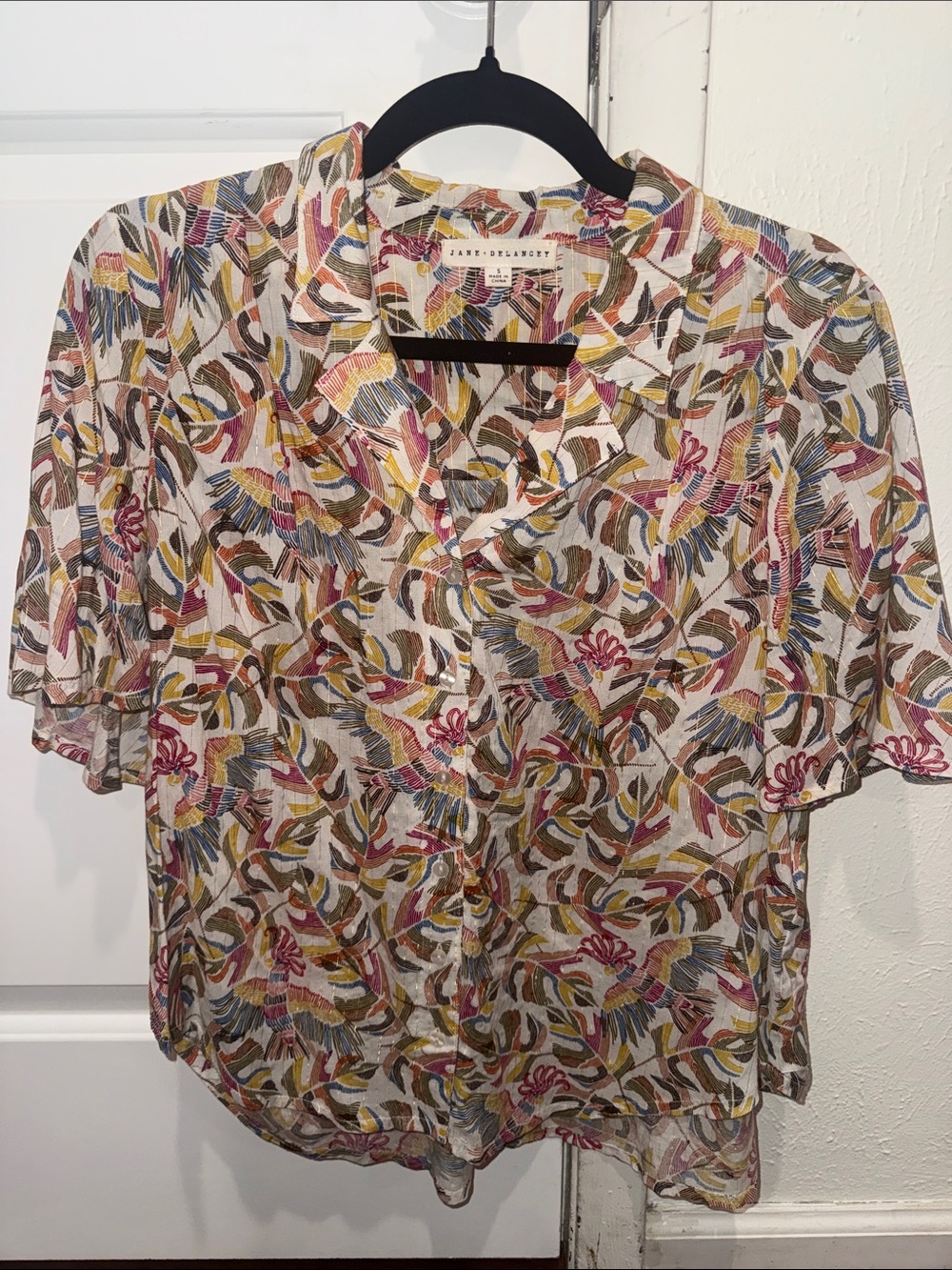 Jane and Delancey Sheer Floral Button-Front Shirt in Multi Colors